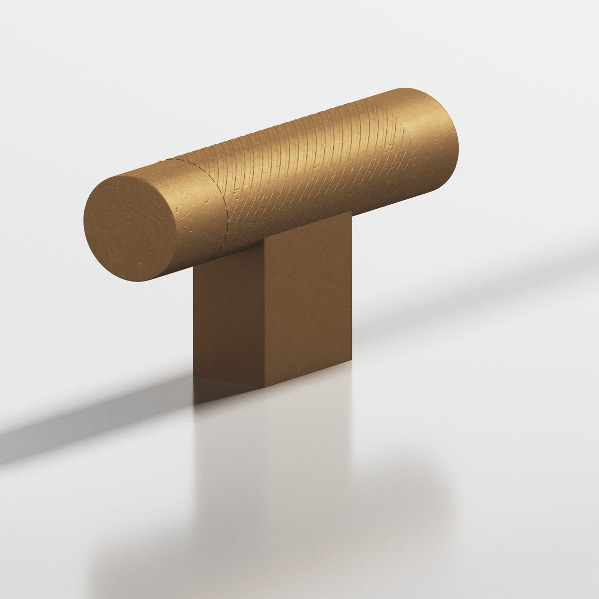 Colonial Bronze 570 Single-Knurled T-Knob with Rectangular Post, 2 in - Distressed Light Statuary Bronze