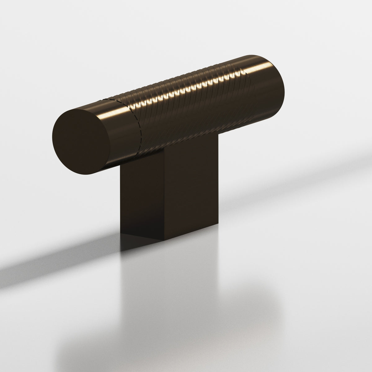 Colonial Bronze 570 Single-Knurled T-Knob with Rectangular Post, 2 in - Oil Rubbed Bronze