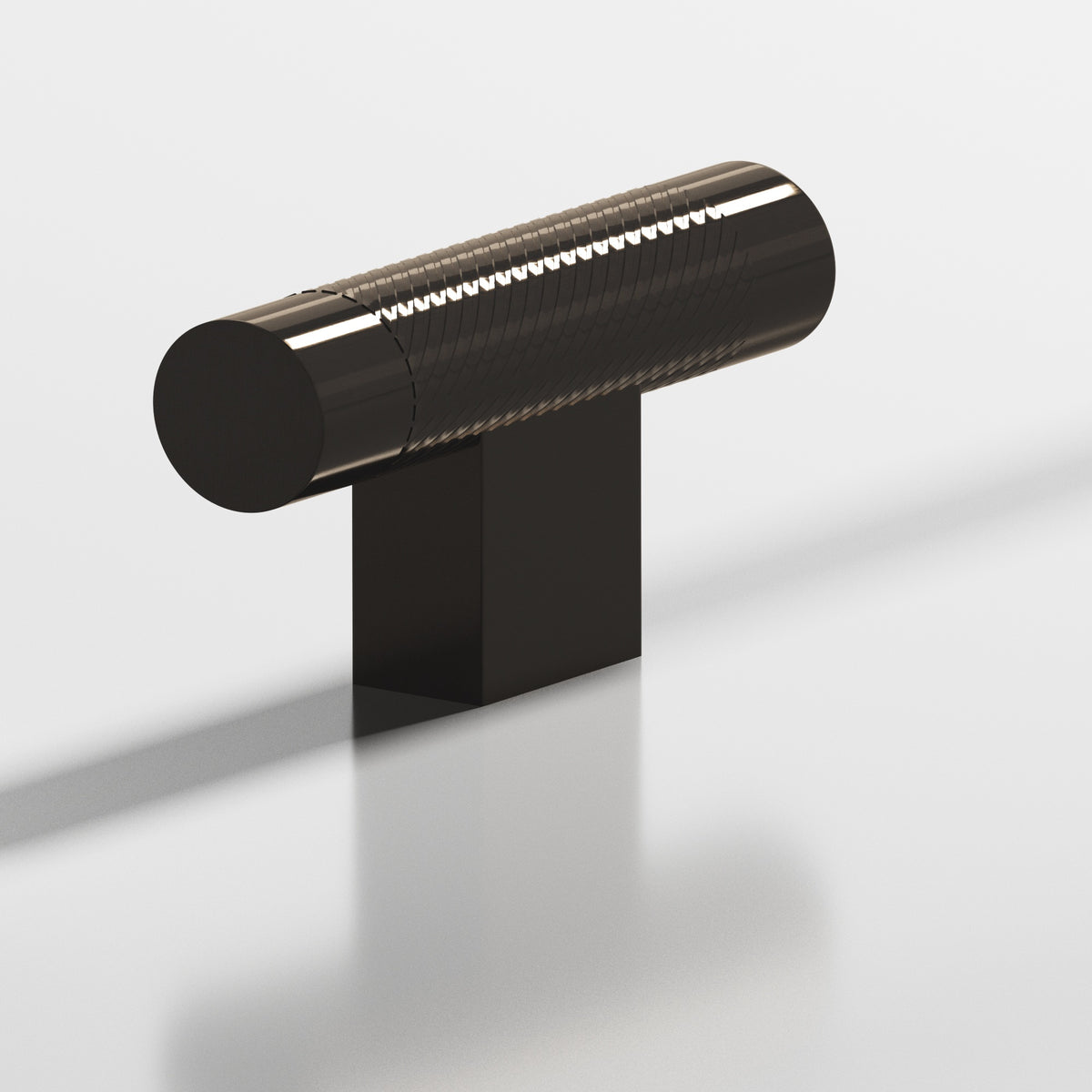 Colonial Bronze 570 Single-Knurled T-Knob with Rectangular Post, 2 in - Dark Statuary Bronze