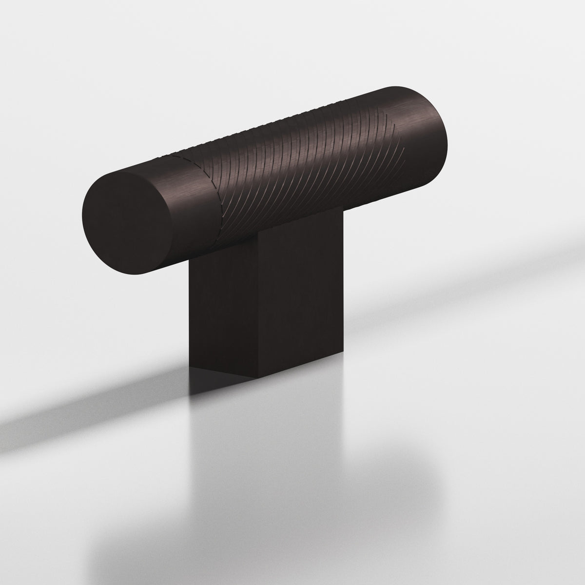 Colonial Bronze 570 Single-Knurled T-Knob with Rectangular Post, 2 in - Matte Dark Statuary Bronze