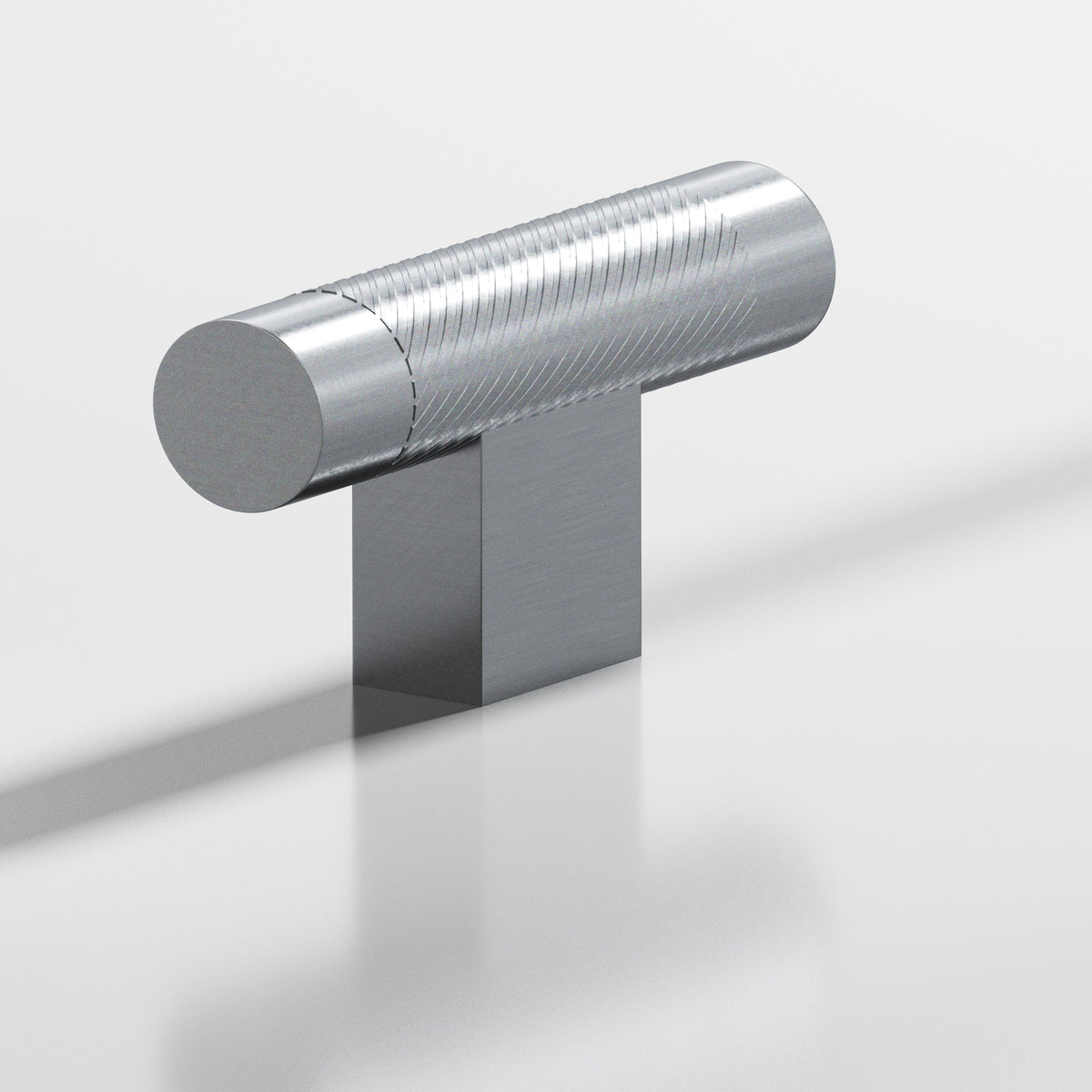 Colonial Bronze 570 Single-Knurled T-Knob with Rectangular Post, 2 in - Satin Chrome