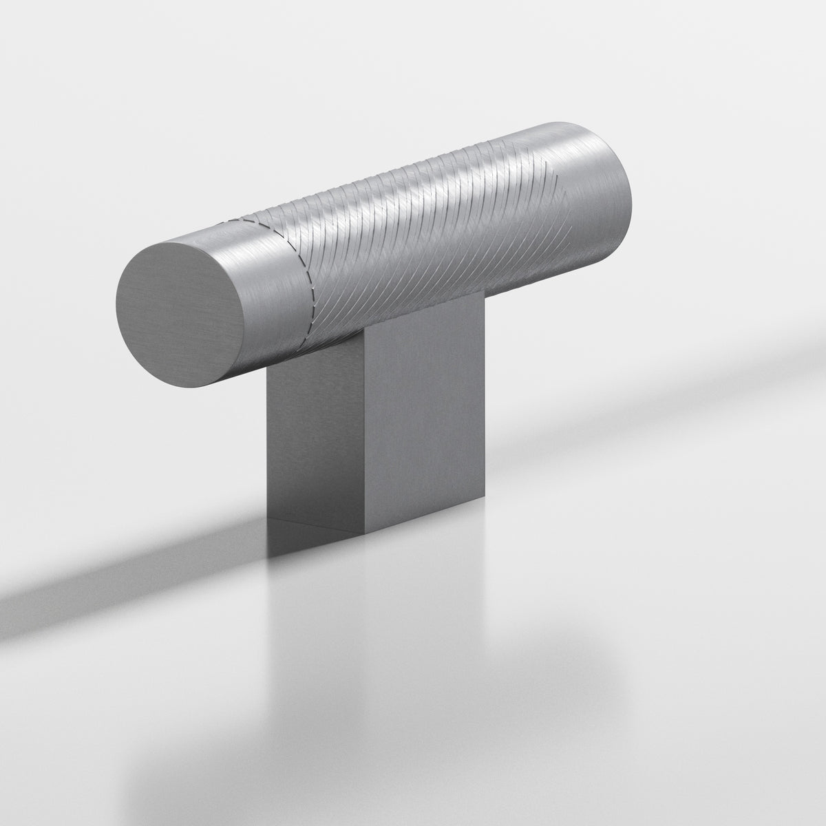 Colonial Bronze 570 Single-Knurled T-Knob with Rectangular Post, 2 in - Matte Satin Chrome