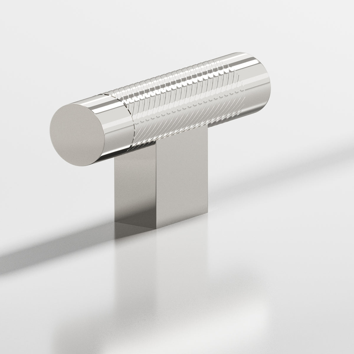 Colonial Bronze 570 Single-Knurled T-Knob with Rectangular Post, 2 in - Polished Nickel