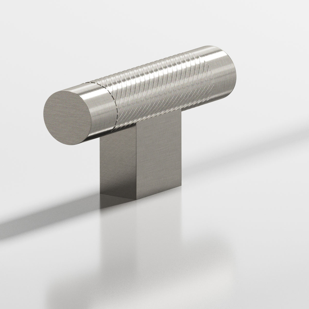 Colonial Bronze 570 Single-Knurled T-Knob with Rectangular Post, 2 in - Nickel Stainless