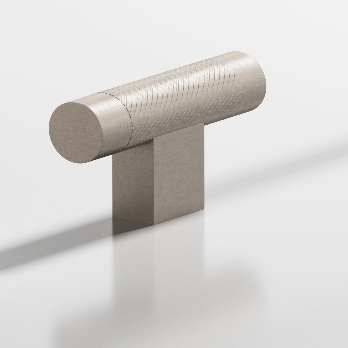 Colonial Bronze 570 Single-Knurled T-Knob with Rectangular Post, 2 in - Matte Satin Nickel