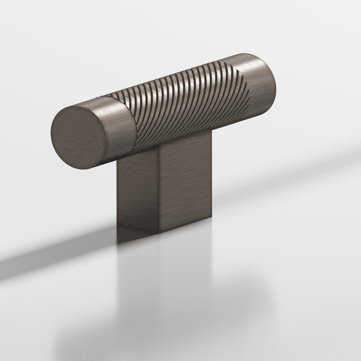 Colonial Bronze 570 Single-Knurled T-Knob with Rectangular Post, 2 in - Pewter
