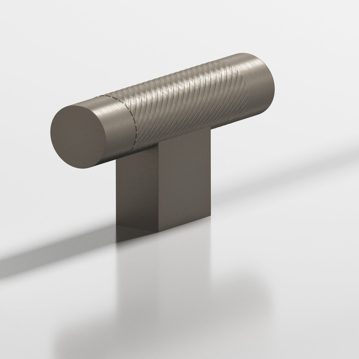 Colonial Bronze 570 Single-Knurled T-Knob with Rectangular Post, 2 in - Matte Pewter