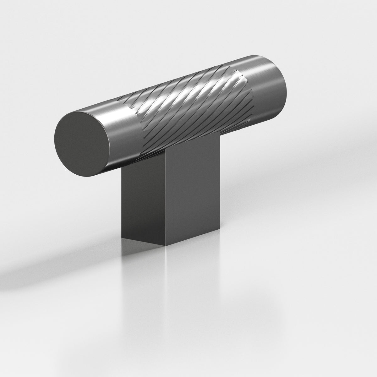 Colonial Bronze 570 Single-Knurled T-Knob with Rectangular Post, 2 in - Graphite