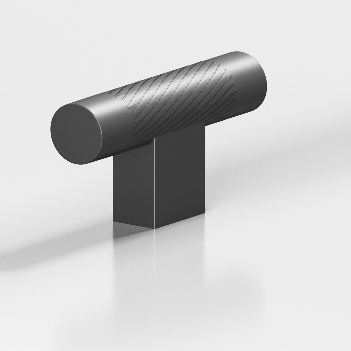 Colonial Bronze 570 Single-Knurled T-Knob with Rectangular Post, 2 in - Matte Graphite