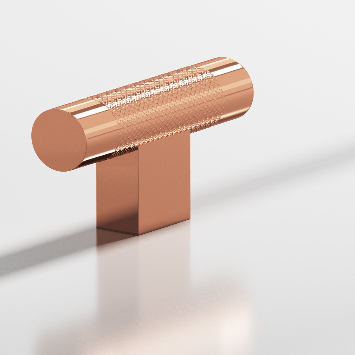 Colonial Bronze 571 Diamond-Knurled T-Knob with Rectangular Post, 2 in - Polished Copper