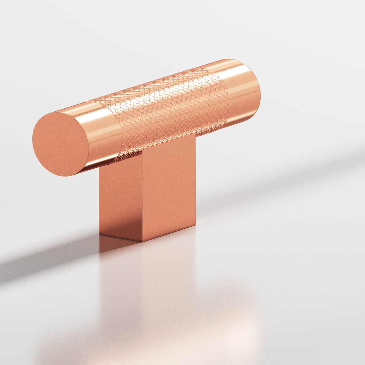 Colonial Bronze 571 Diamond-Knurled T-Knob with Rectangular Post, 2 in - Satin Copper