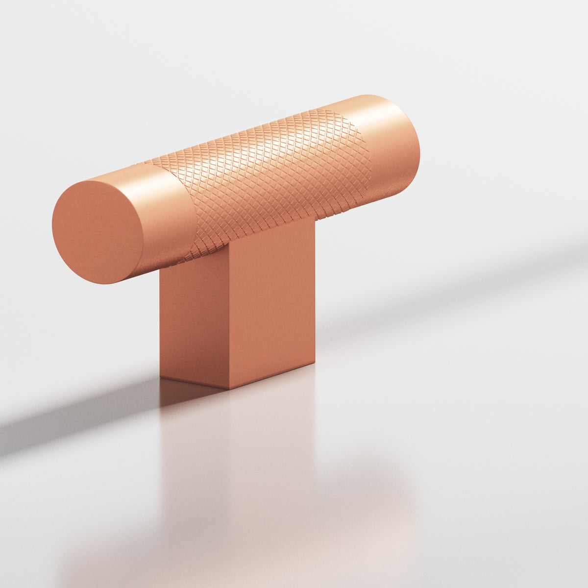 Colonial Bronze 571 Diamond-Knurled T-Knob with Rectangular Post, 2 in - Matte Satin Copper