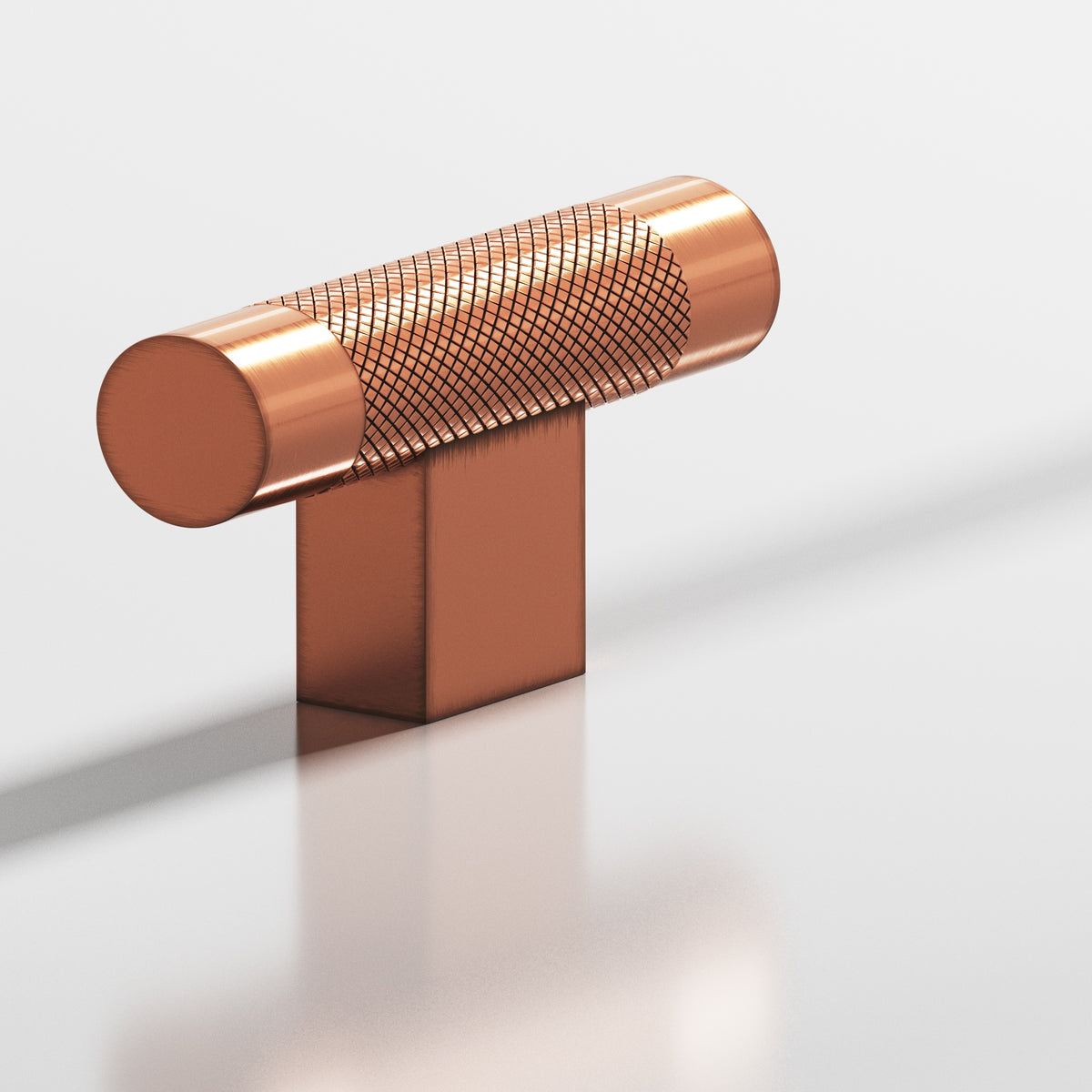 Colonial Bronze 571 Diamond-Knurled T-Knob with Rectangular Post, 2 in - Antique Copper