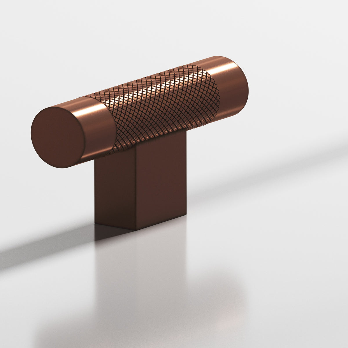 Colonial Bronze 571 Diamond-Knurled T-Knob with Rectangular Post, 2 in - Matte Antique Copper
