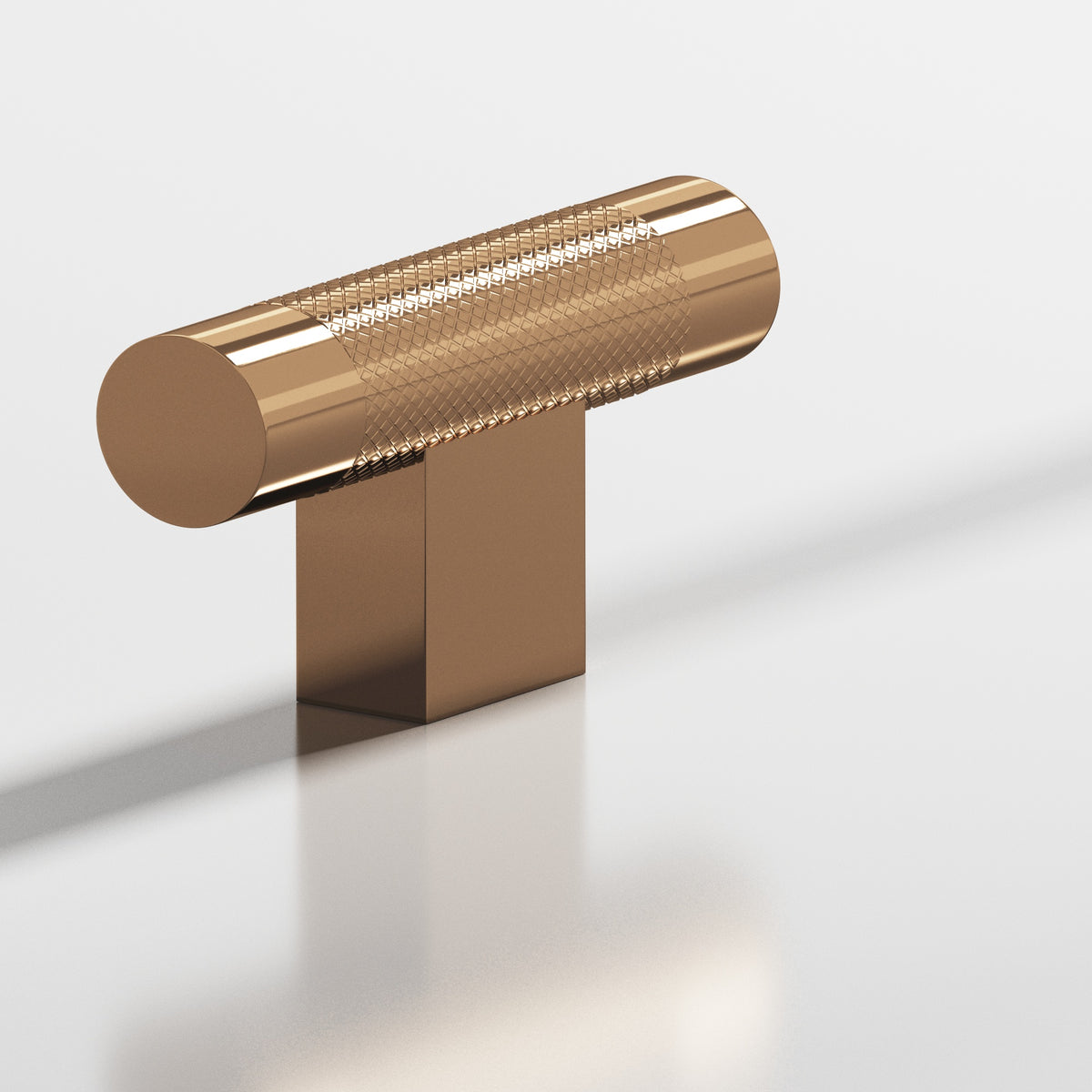 Colonial Bronze 571 Diamond-Knurled T-Knob with Rectangular Post, 2 in - Polished Bronze
