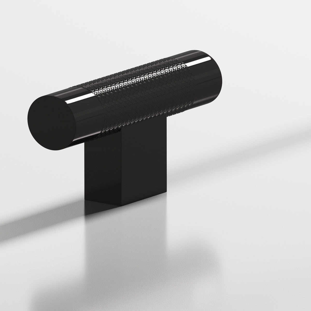 Colonial Bronze 571 Diamond-Knurled T-Knob with Rectangular Post, 2 in - Satin Black
