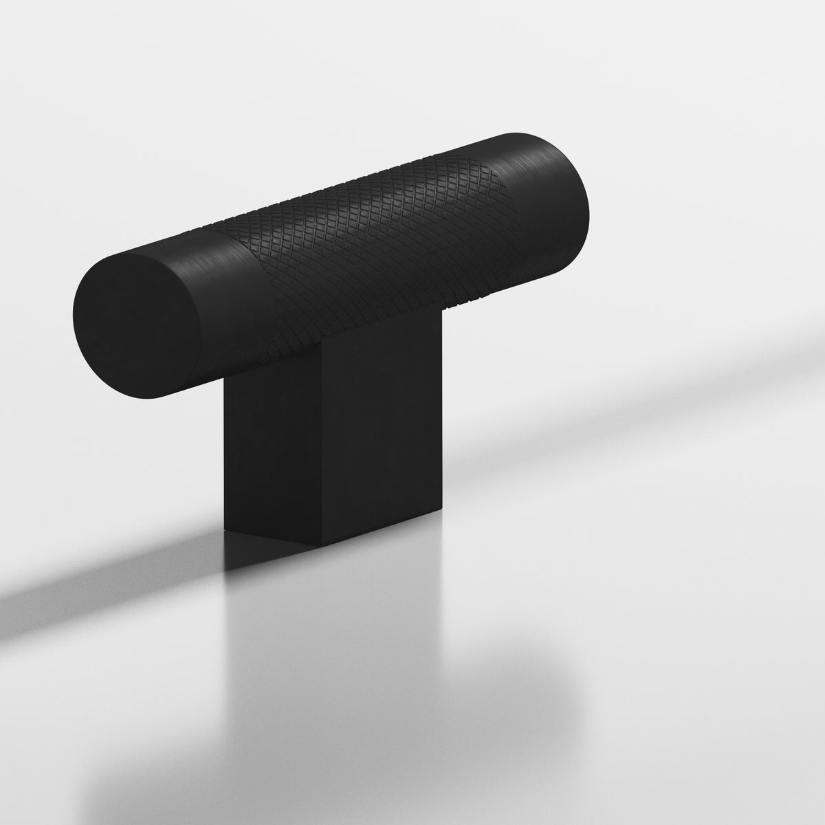 Colonial Bronze 571 Diamond-Knurled T-Knob with Rectangular Post, 2 in - Matte Satin Black