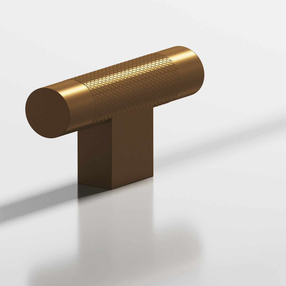 Colonial Bronze 571 Diamond-Knurled T-Knob with Rectangular Post, 2 in - Matte Light Statuary Bronze