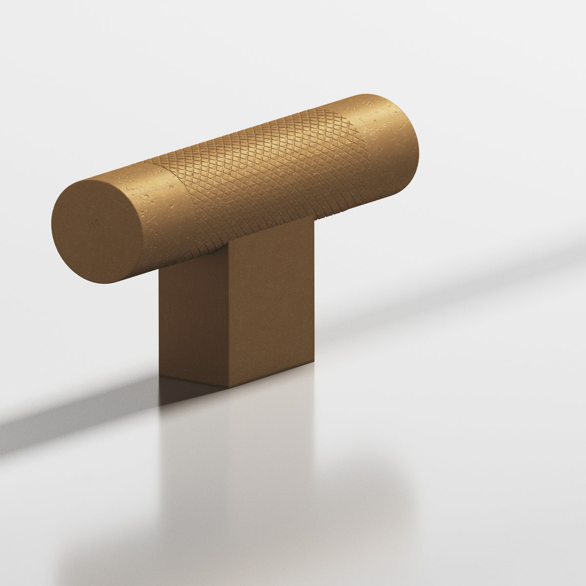 Colonial Bronze 571 Diamond-Knurled T-Knob with Rectangular Post, 2 in - Distressed Light Statuary Bronze