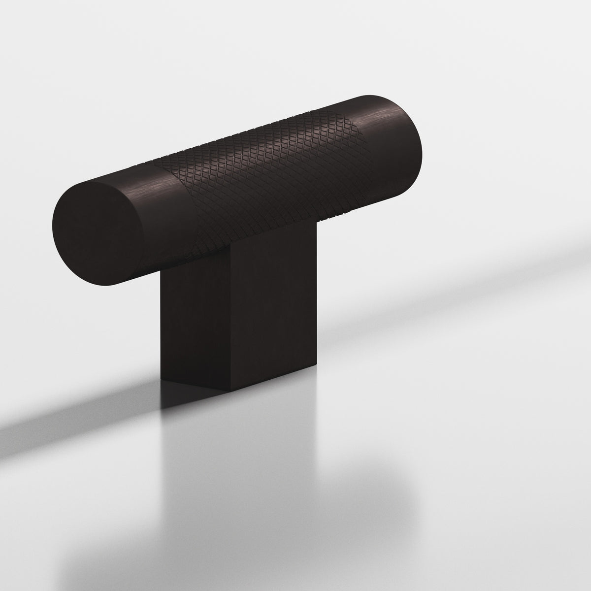 Colonial Bronze 571 Diamond-Knurled T-Knob with Rectangular Post, 2 in - Matte Dark Statuary Bronze