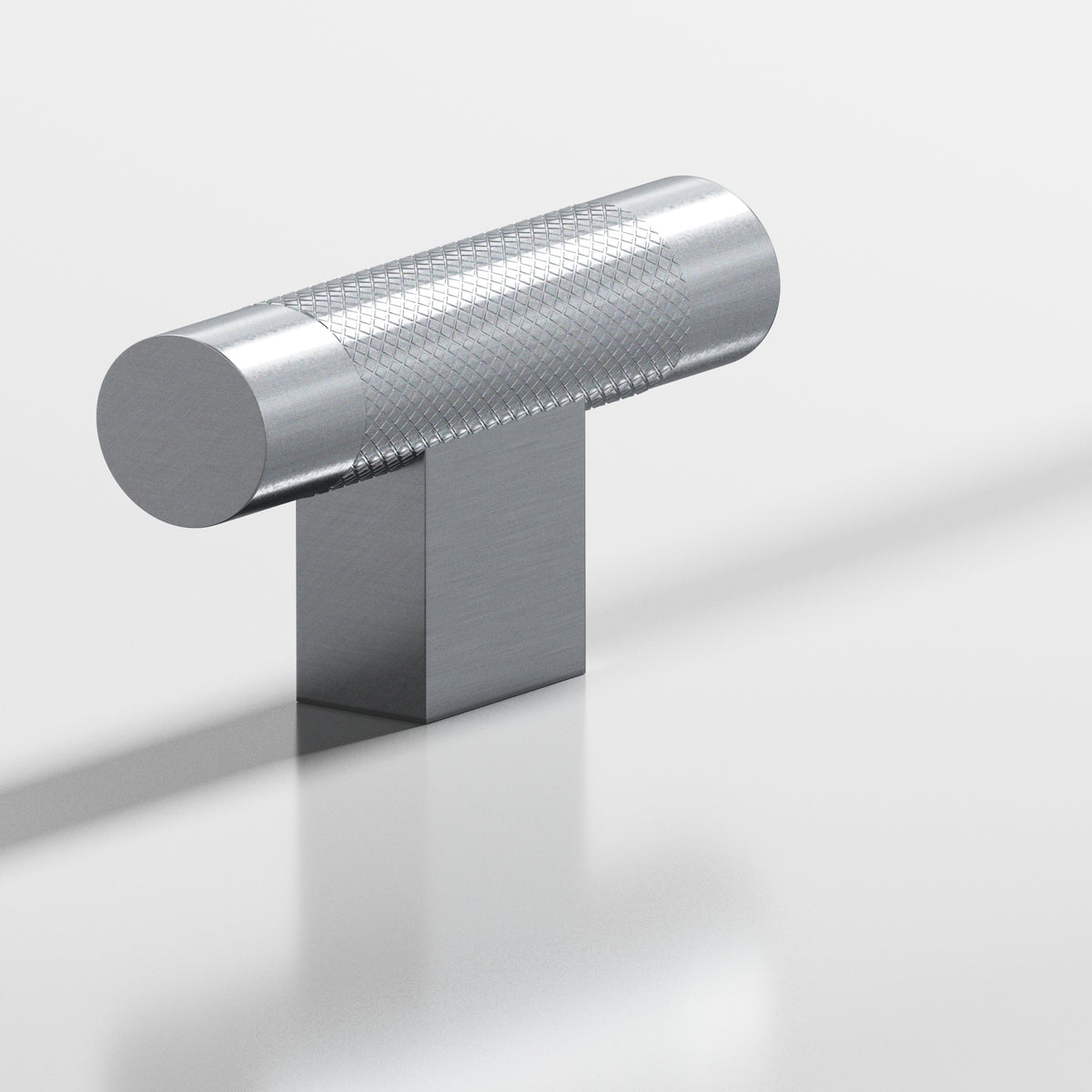 Colonial Bronze 571 Diamond-Knurled T-Knob with Rectangular Post, 2 in - Satin Chrome