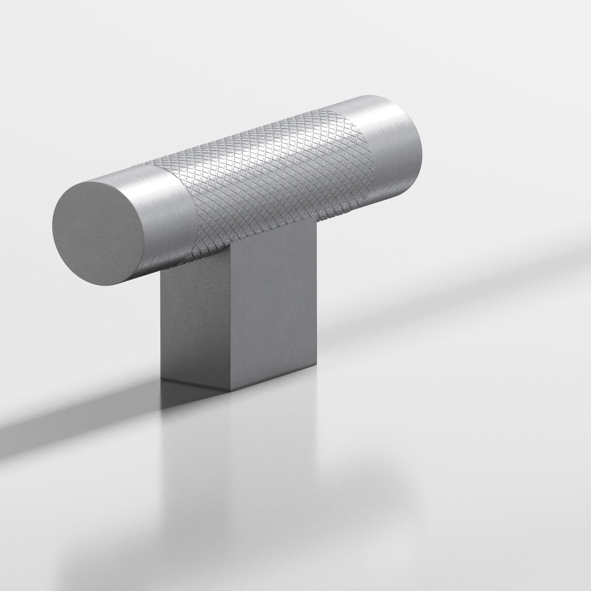 Colonial Bronze 571 Diamond-Knurled T-Knob with Rectangular Post, 2 in - Matte Satin Chrome