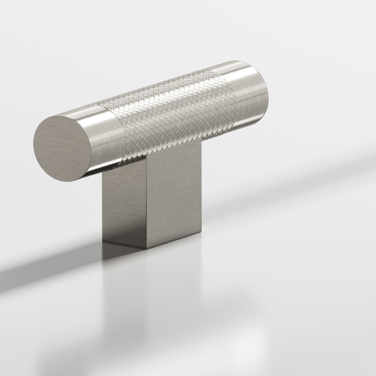 Colonial Bronze 571 Diamond-Knurled T-Knob with Rectangular Post, 2 in - Satin Nickel