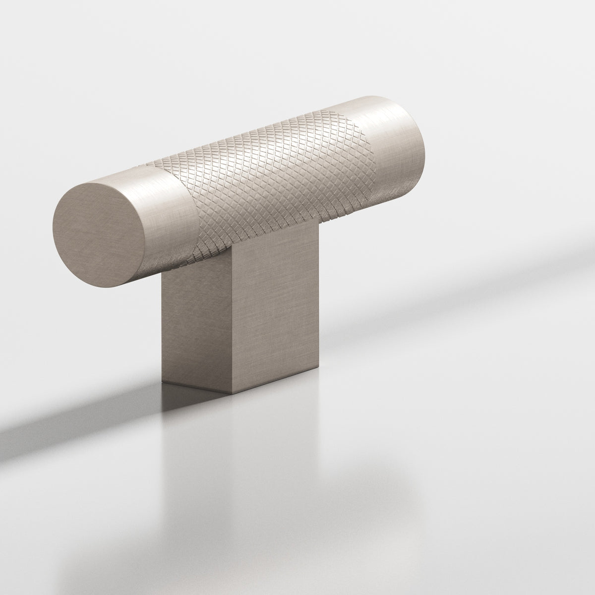 Colonial Bronze 571 Diamond-Knurled T-Knob with Rectangular Post, 2 in - Matte Satin Nickel