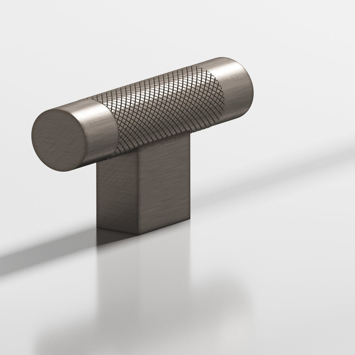 Colonial Bronze 571 Diamond-Knurled T-Knob with Rectangular Post, 2 in - Pewter