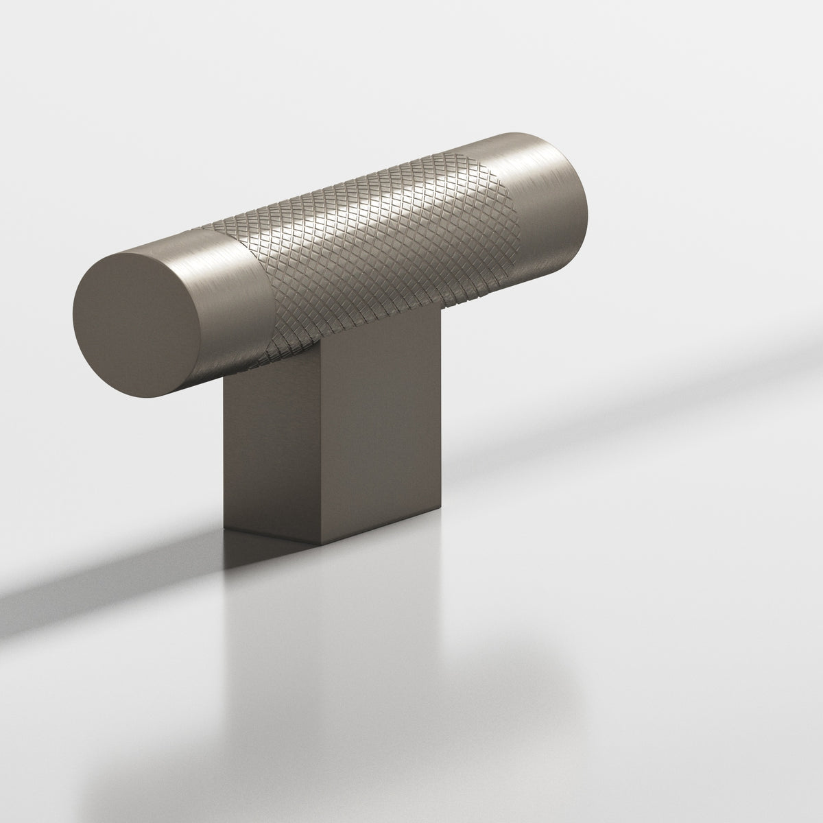 Colonial Bronze 571 Diamond-Knurled T-Knob with Rectangular Post, 2 in - Matte Pewter