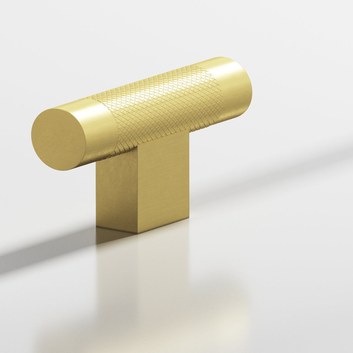 Colonial Bronze 571 Diamond-Knurled T-Knob with Rectangular Post, 2 in - Matte Satin Brass