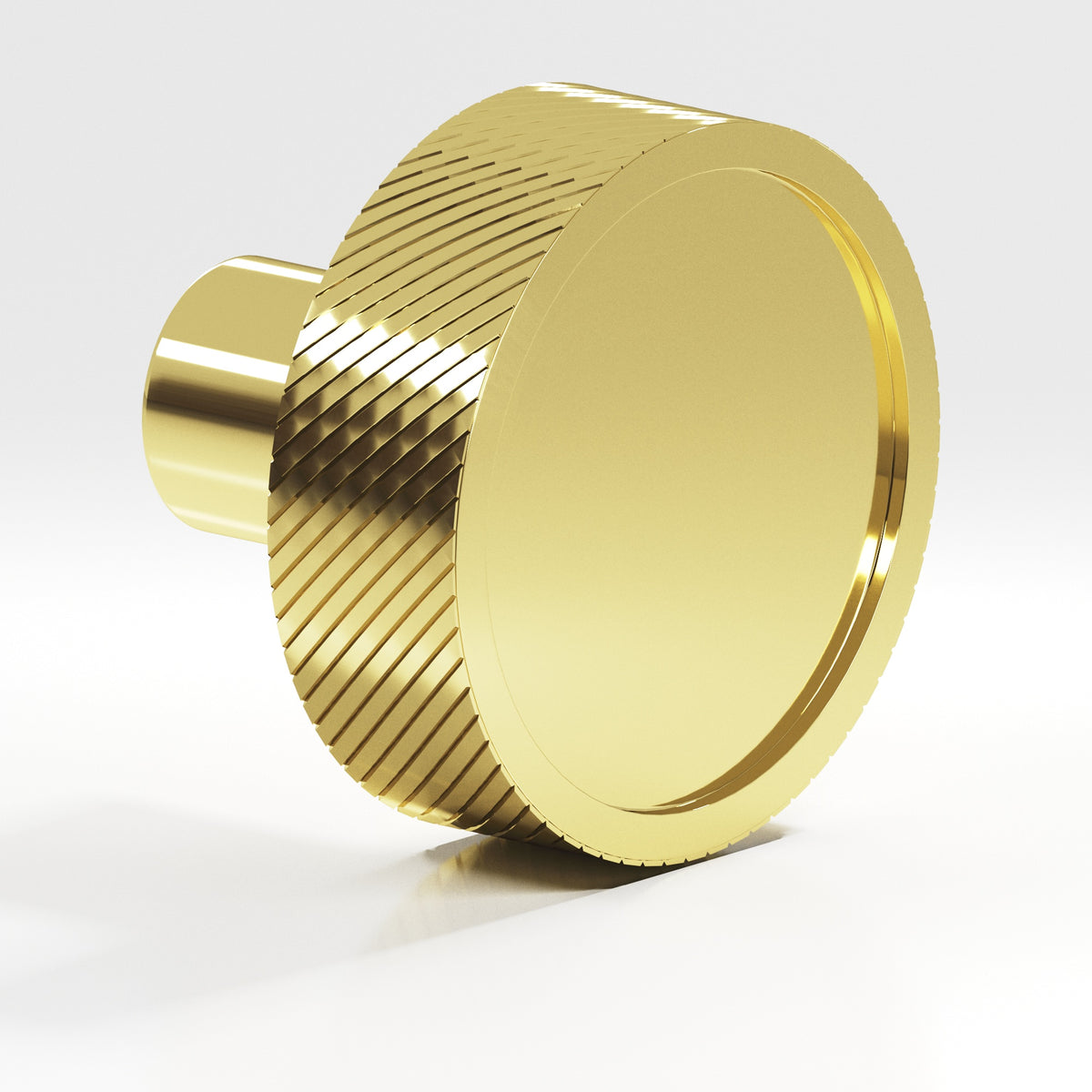 Colonial Bronze 591 Single-Knurled Disc Knob with Straight Post, 1-1/4 in Diameter - Polished Brass