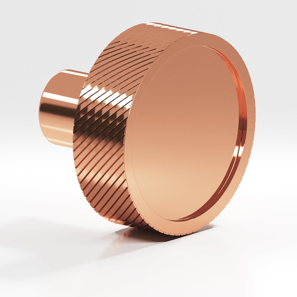 Colonial Bronze 591 Single-Knurled Disc Knob with Straight Post, 1-1/4 in Diameter - Polished Copper