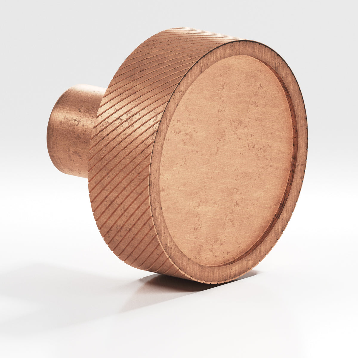 Colonial Bronze 591 Single-Knurled Disc Knob with Straight Post, 1-1/4 in Diameter - Distressed Antique Copper