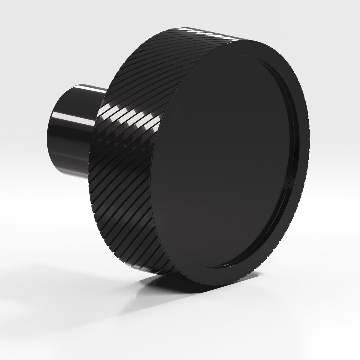 Colonial Bronze 591 Single-Knurled Disc Knob with Straight Post, 1-1/4 in Diameter - Satin Black