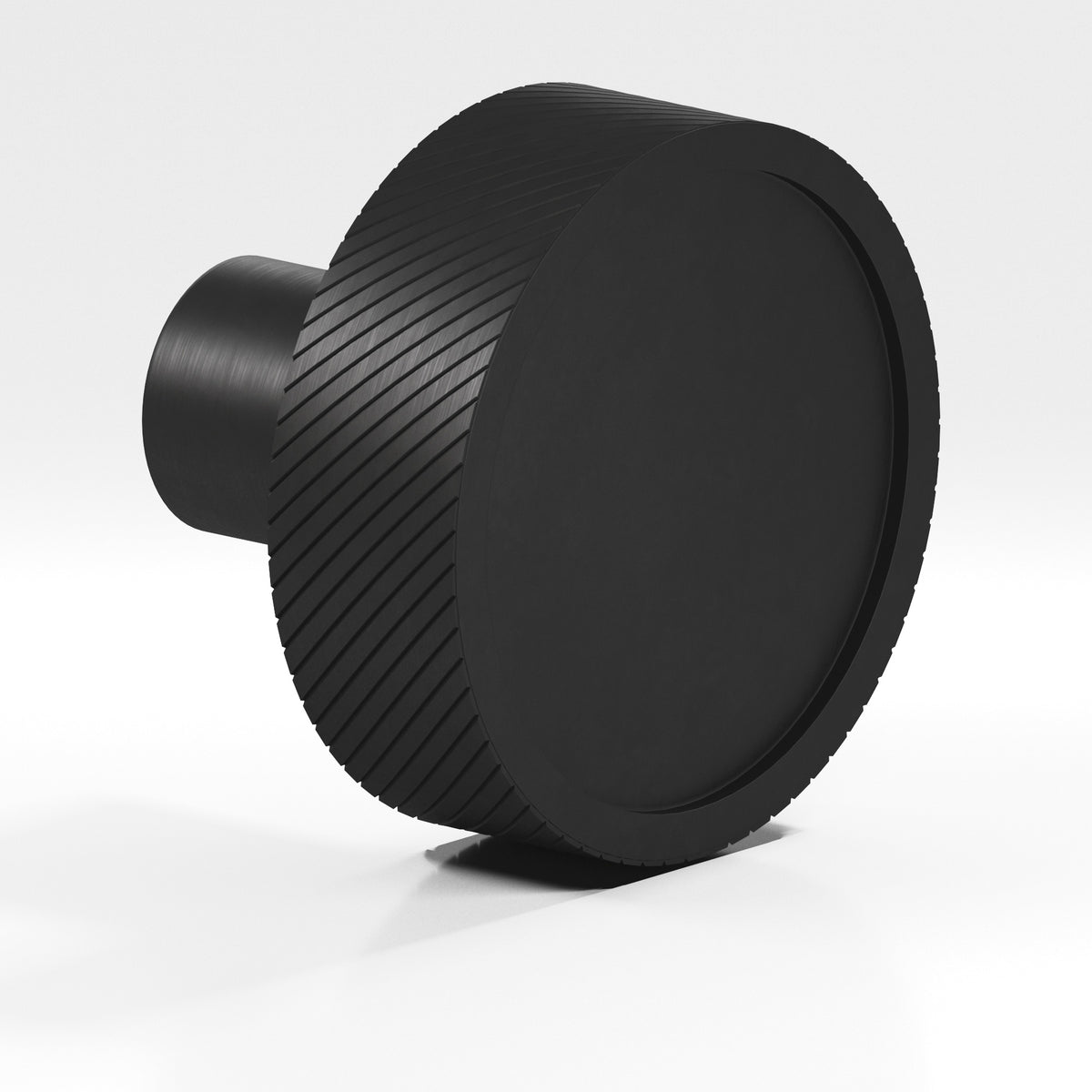 Colonial Bronze 591 Single-Knurled Disc Knob with Straight Post, 1-1/4 in Diameter - Matte Satin Black