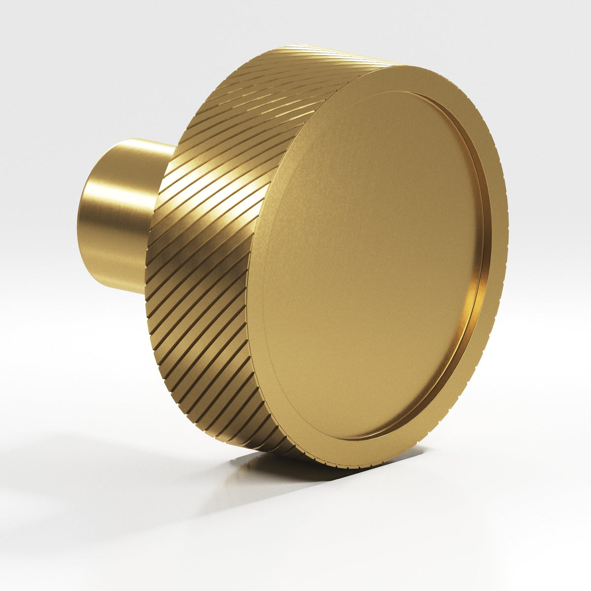 Colonial Bronze 591 Single-Knurled Disc Knob with Straight Post, 1-1/4 in Diameter - Satin Brass