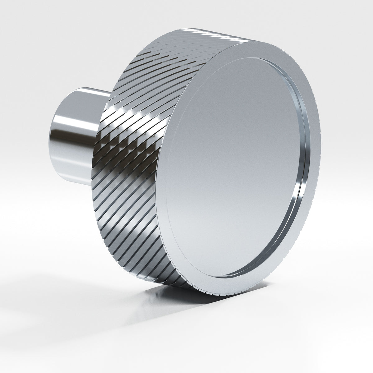 Colonial Bronze 591 Single-Knurled Disc Knob with Straight Post, 1-1/4 in Diameter - Polished Chrome
