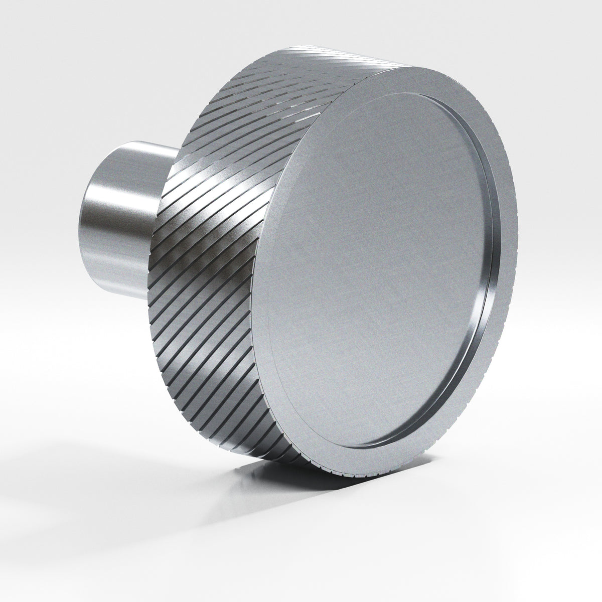 Colonial Bronze 591 Single-Knurled Disc Knob with Straight Post, 1-1/4 in Diameter - Satin Chrome