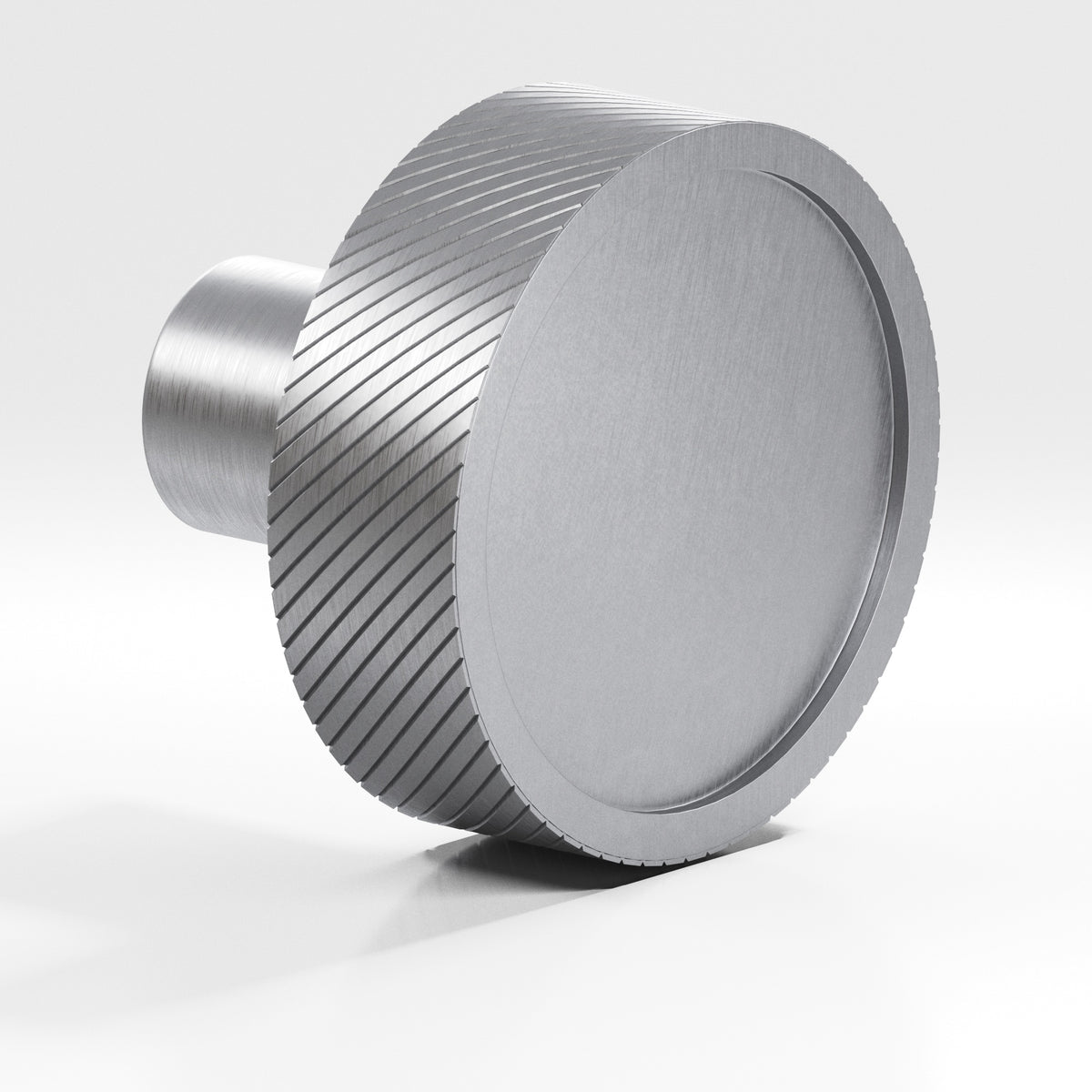 Colonial Bronze 591 Single-Knurled Disc Knob with Straight Post, 1-1/4 in Diameter - Matte Satin Chrome