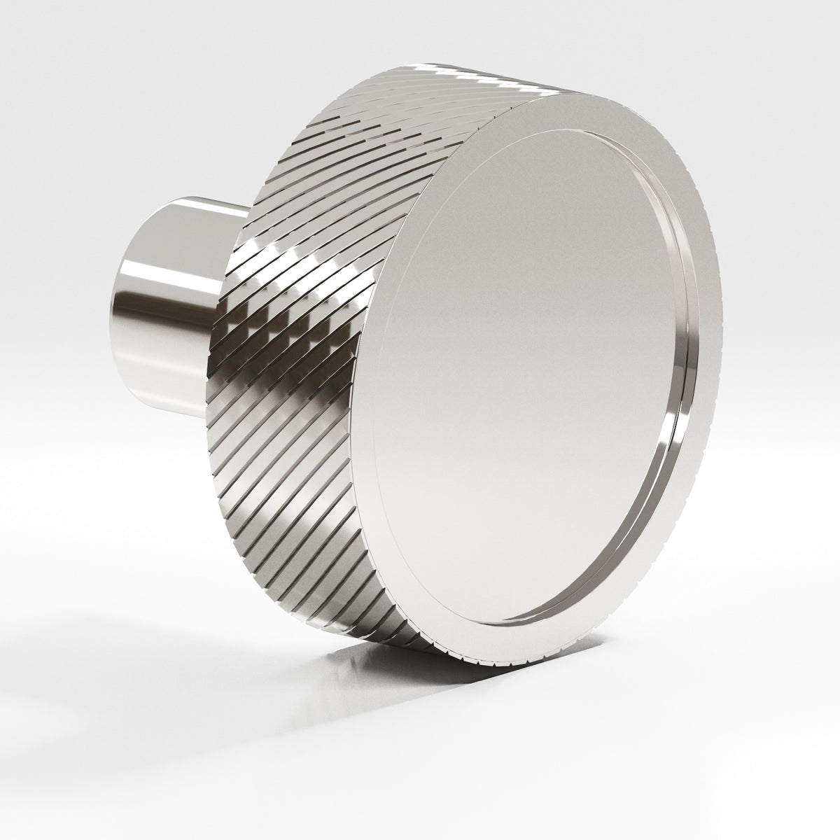 Colonial Bronze 591 Single-Knurled Disc Knob with Straight Post, 1-1/4 in Diameter - Polished Nickel