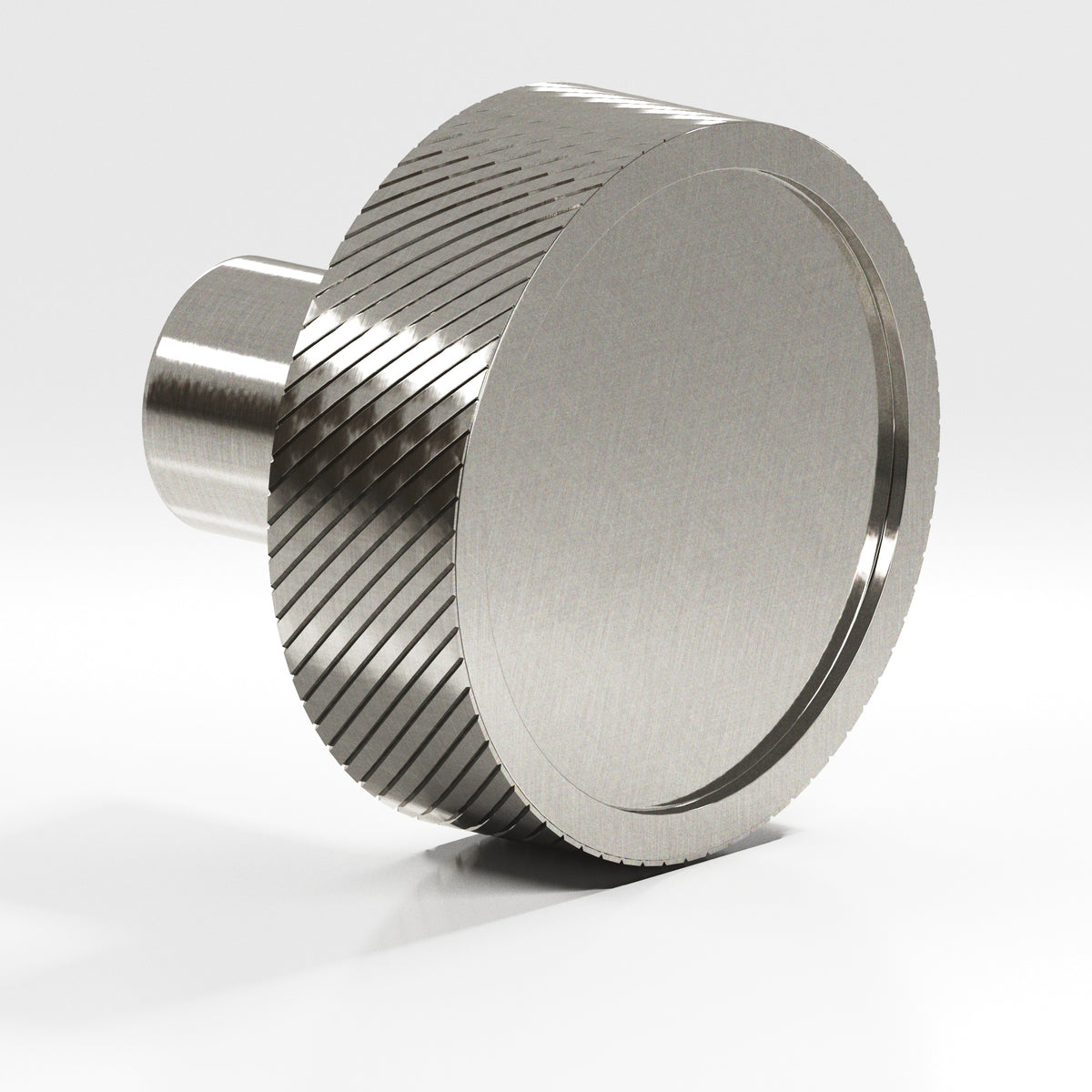 Colonial Bronze 591 Single-Knurled Disc Knob with Straight Post, 1-1/4 in Diameter - Nickel Stainless