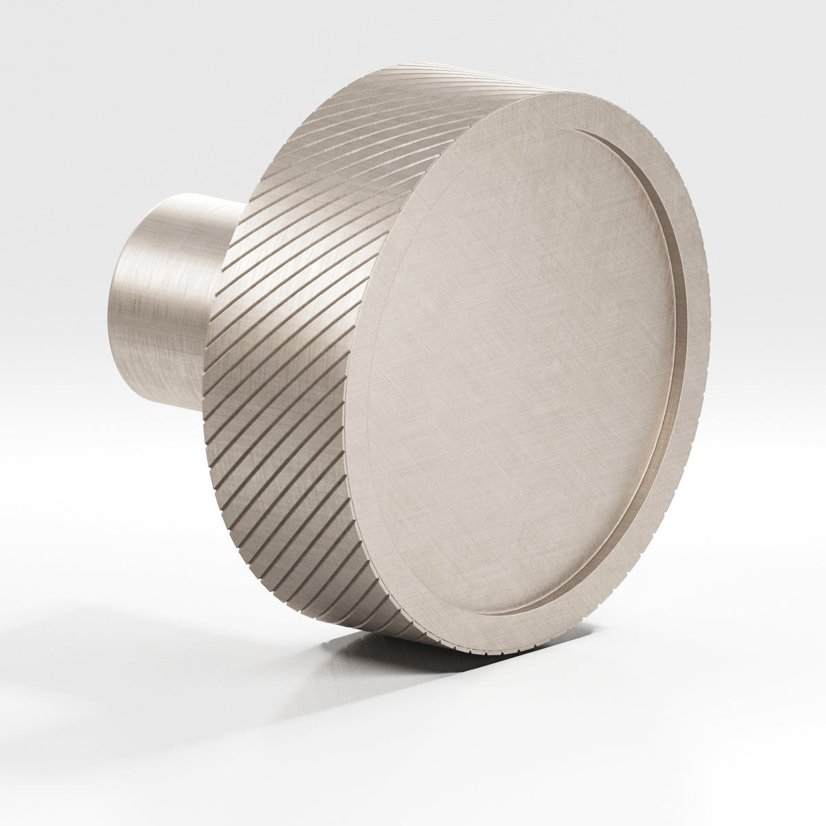 Colonial Bronze 591 Single-Knurled Disc Knob with Straight Post, 1-1/4 in Diameter - Matte Satin Nickel