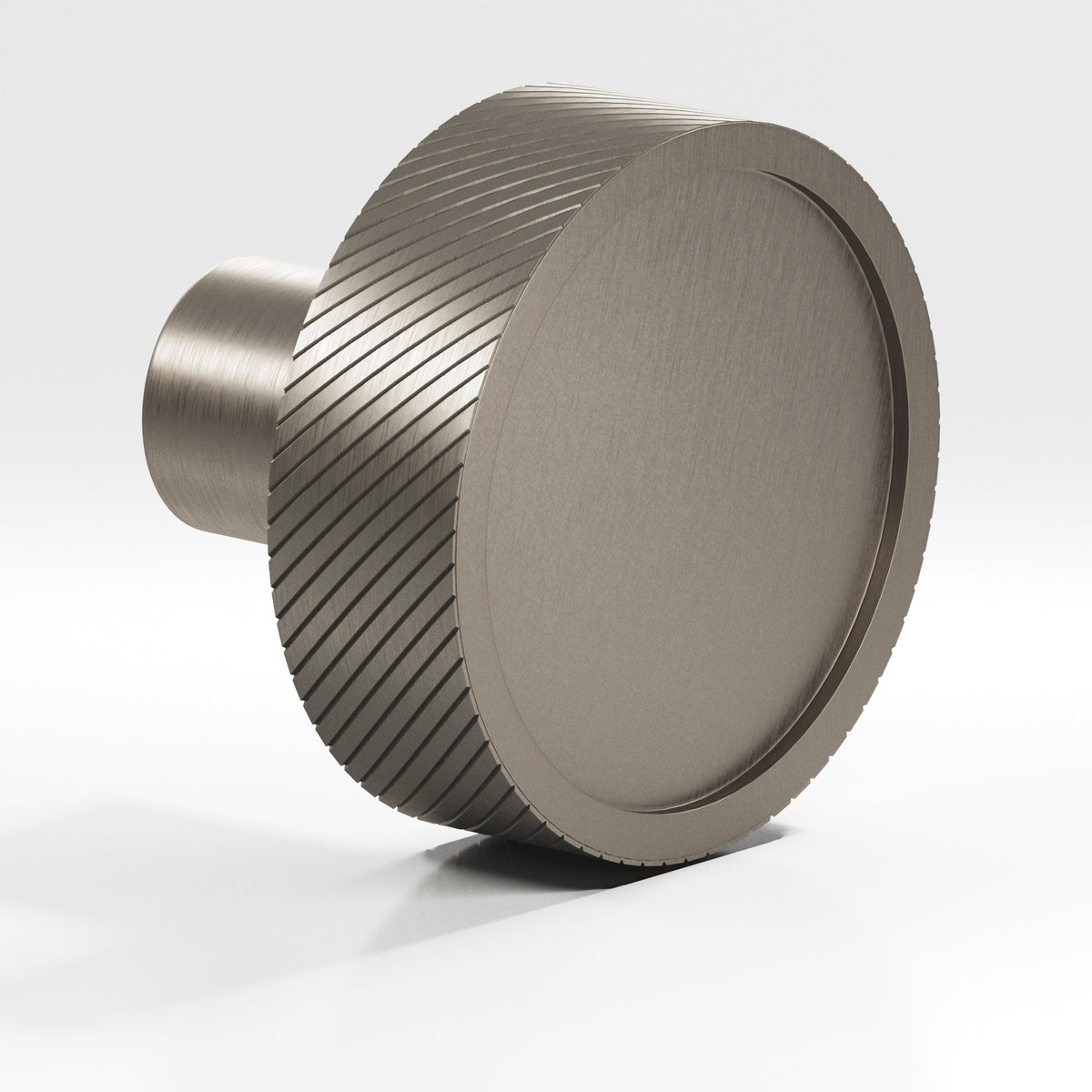 Colonial Bronze 591 Single-Knurled Disc Knob with Straight Post, 1-1/4 in Diameter - Matte Pewter