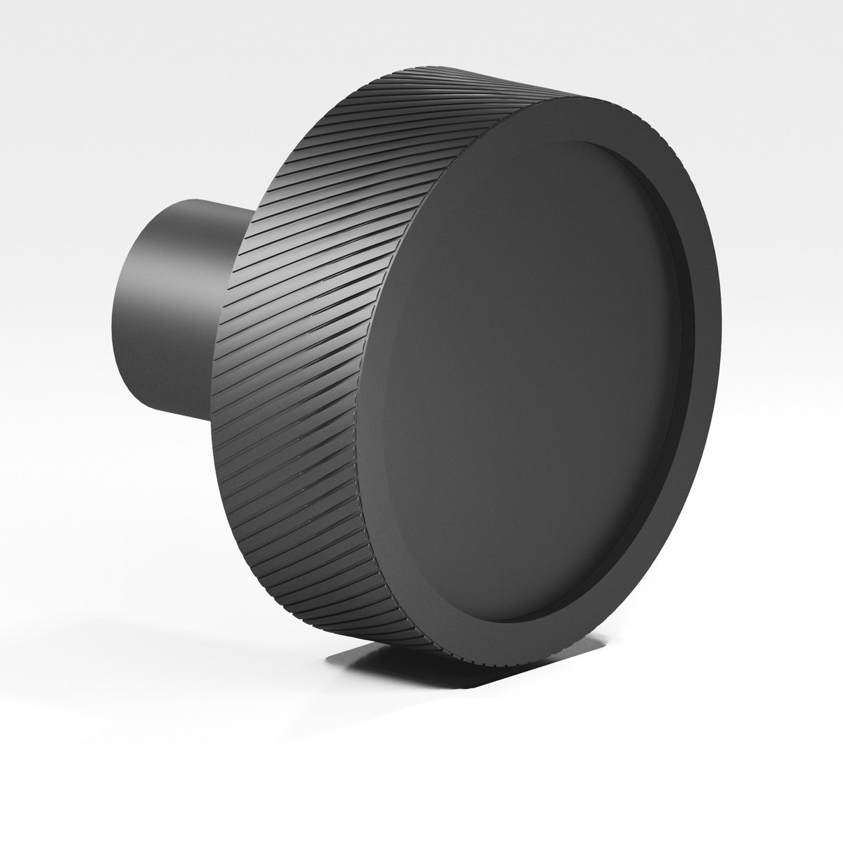 Colonial Bronze 591 Single-Knurled Disc Knob with Straight Post, 1-1/4 in Diameter - Matte Graphite