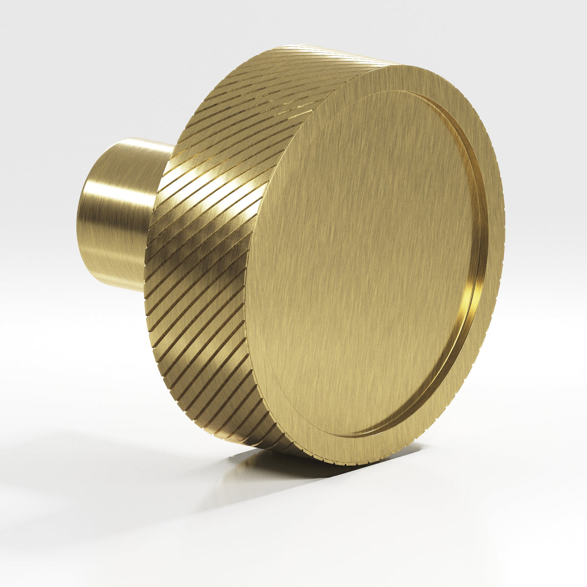 Colonial Bronze 591 Single-Knurled Disc Knob with Straight Post, 1-1/4 in Diameter - Antique Brass