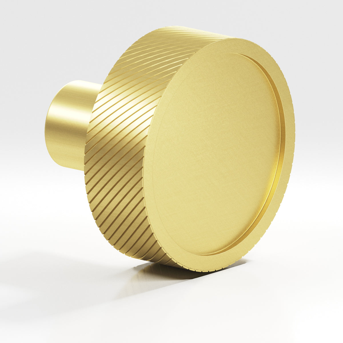 Colonial Bronze 591 Single-Knurled Disc Knob with Straight Post, 1-1/4 in Diameter - Matte Satin Brass