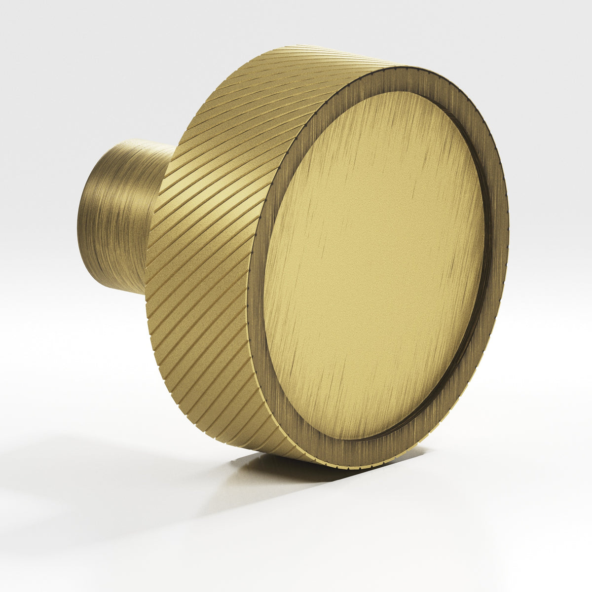 Colonial Bronze 591 Single-Knurled Disc Knob with Straight Post, 1-1/4 in Diameter - Matte Antique Satin Brass