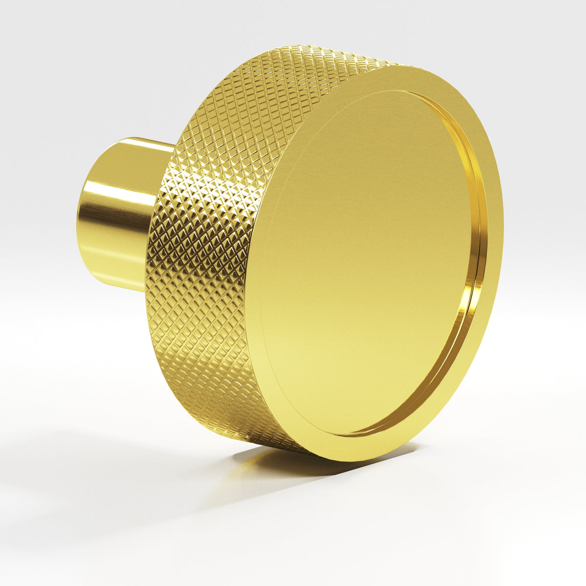 Colonial Bronze 595 Diamond-Knurled Disc Knob with Straight Post, 1-1/4 in Diameter - French Gold
