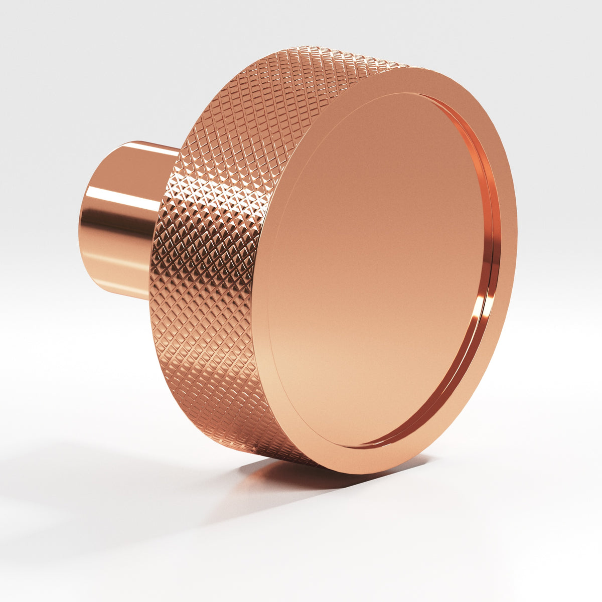 Colonial Bronze 595 Diamond-Knurled Disc Knob with Straight Post, 1-1/4 in Diameter - Polished Copper
